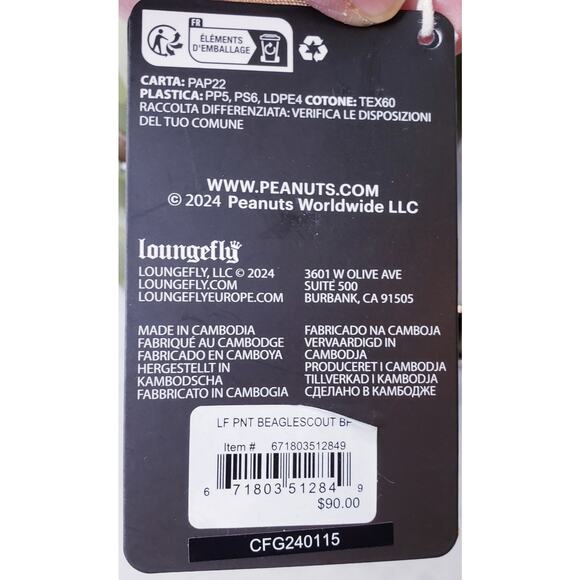 NWT 2024 LOUNGEFLY X PEANUTS Beagle Scouts Backpack Snoopy Woodstock Green Brown - Picture 10 of 16